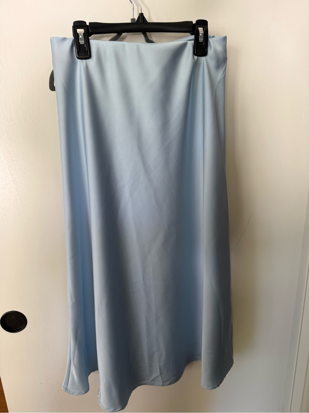 Source Unknown Light Blue Satin Midi Skirt
